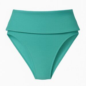 NWT Swim Boutique High Waisted Ribbed‎ Bikini Bottom Teal Green Women’s XS NWOT